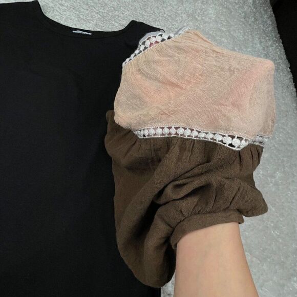 UMGEE Boho Black Balloon Sleeve Dress Pockets - Picture 7 of 8